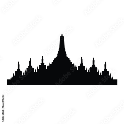 Majestic silhouette of the Borobudur Temple, a famous Buddhist landmark of Indonesia