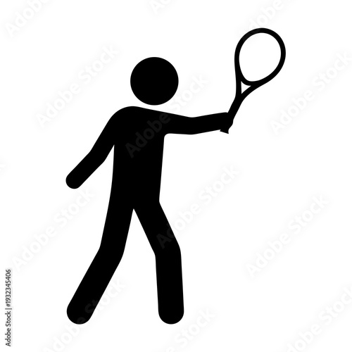 Silhouette of a tennis player with racket in an action pose