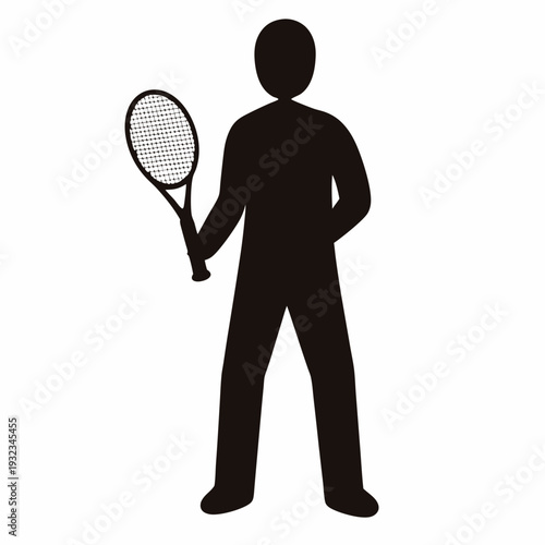 Silhouette of a tennis player holding a racket in their hand
