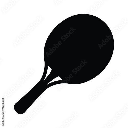 Stylized Black Silhouette Illustration of a Tennis Racket Isolated on White Background