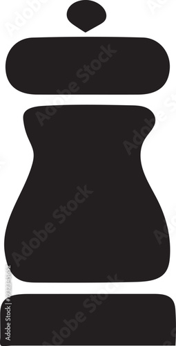 A classic black silhouette of a pepper mill or grinder ready for seasoning food.