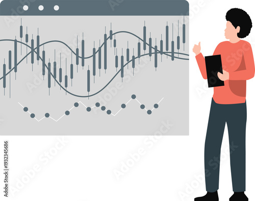 The boy is showing investment dashboard.
