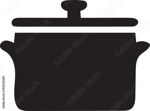 A black silhouette depicts a cooking pot with a lid, ready for preparing delicious meals.
