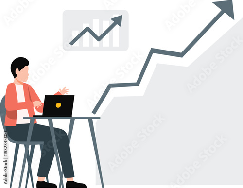 The stock market graph is rising.