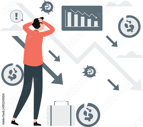 The boy feeling stress for investment loss