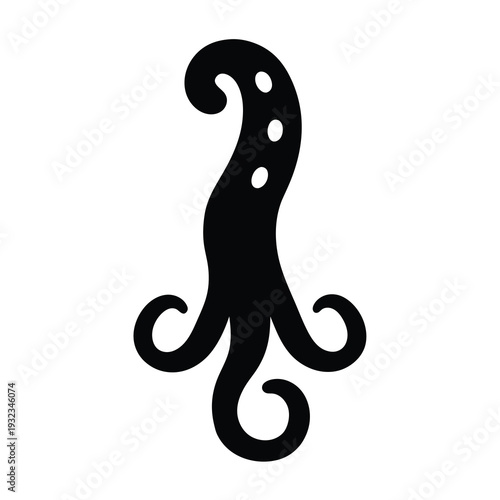 Stylized vector illustration of an octopus tentacle with suction cups on top