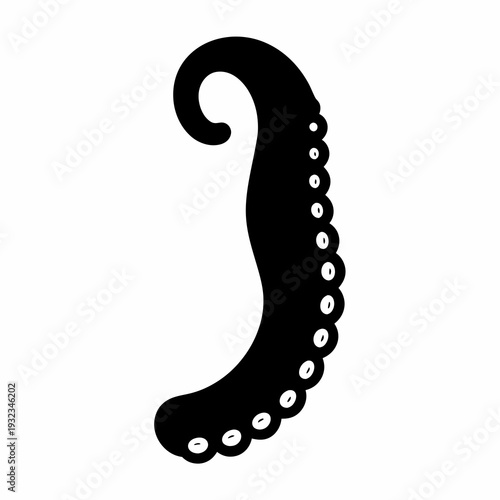 Simple graphic depiction of a tentacle with suckers on a white background