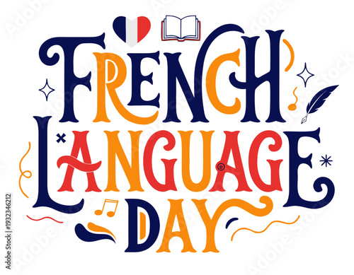 FRENCH LANGUAGE DAY vector illustration isolated on white background