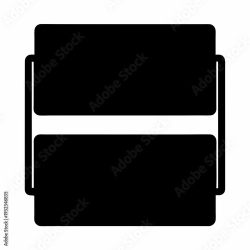 Isolated black silhouette of a two tier bento box on a white background