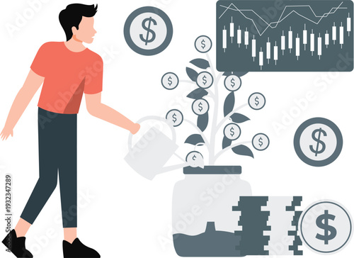 Man making money in stock market.