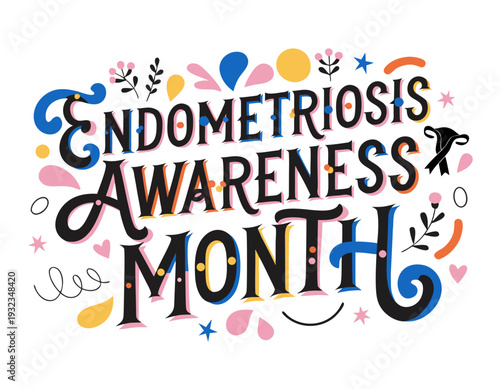 Women’s Health Care and Awareness Vector Illustration, Endometriosis Month Campaign
