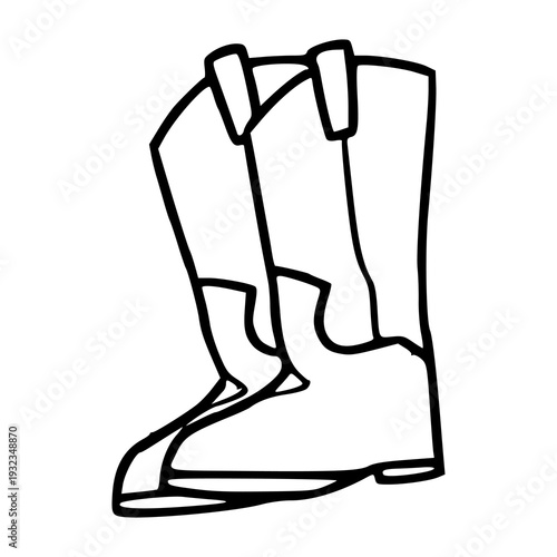 classic leather boots outline vector drawing for country style
