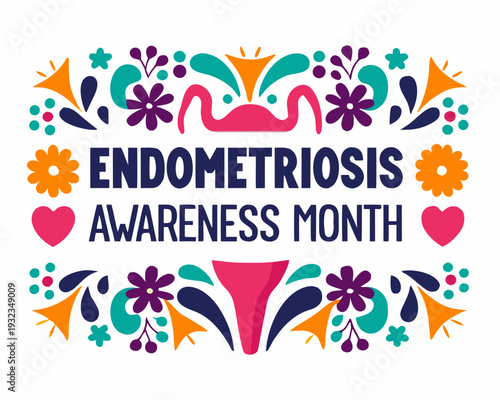 ENDOMETRIOSIS AWARENESS MONTH vector illustration isolated on white background