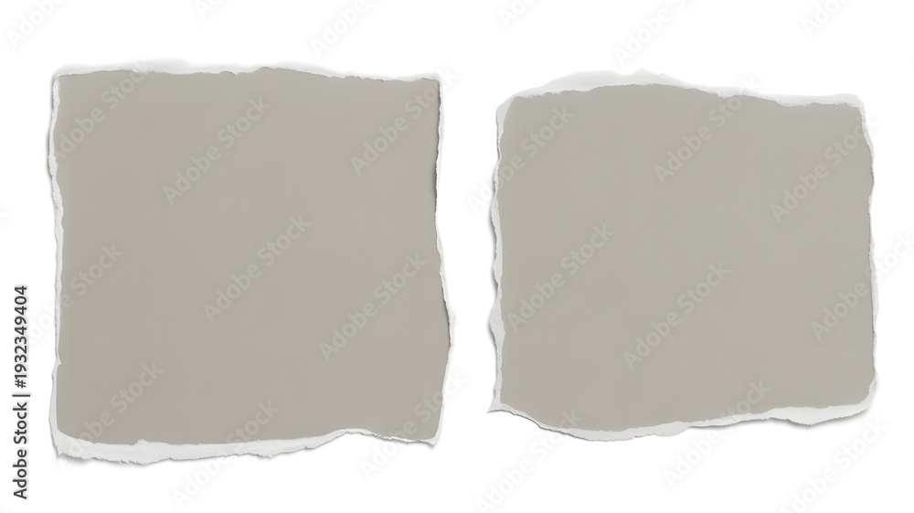 Obraz premium Two Torn Paper Pieces with Rough Edges on White Background ripped