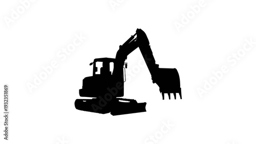 Heavy equipment excavator machine silhouette for construction