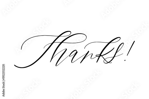 Thanks! - おしゃれな手書き風の、Thanks!（ありがとう！）の文字のロゴマーク（カリグラフィー）
