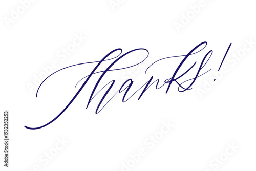 Thanks! - おしゃれな手書き風の、Thanks!（ありがとう！）の文字のロゴマーク（カリグラフィー）
