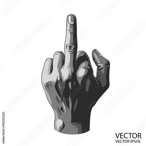 Aggressive Middle Finger Gesture - Vector Illustration