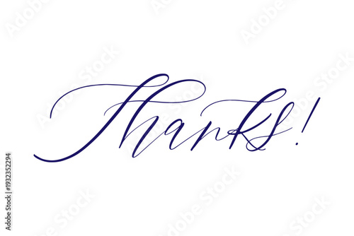 Thanks! - おしゃれな手書き風の、Thanks!（ありがとう！）の文字のロゴマーク（カリグラフィー）
