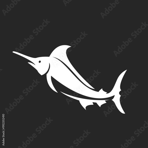 Dynamic White Marlin Swordfish Silhouette Vector Logo