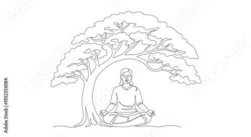 Man Meditating Under a Tree.