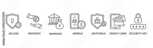 Secure payment banner web icon vector illustration concept