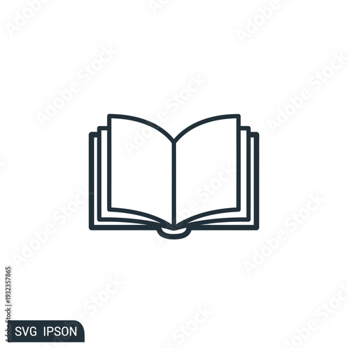 Open Book Icon Outline - Simple Vector Illustration