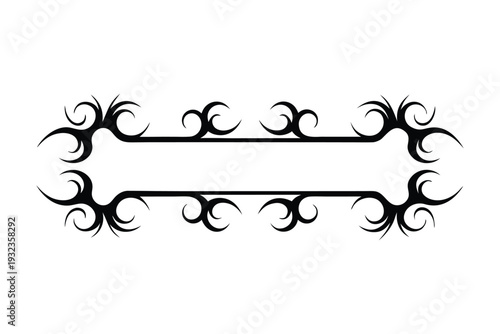 Black symmetrical ornate scrollwork frame with dual horizontal bars and intricate swirls