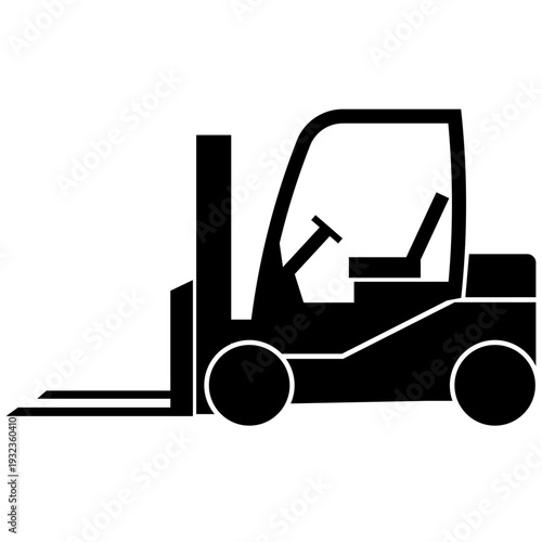 フォークリフトのシルエットイラスト素材