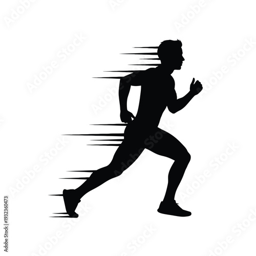 Dynamic silhouette of man running with motion effect