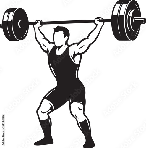 Vector illustration of a man lifting weights