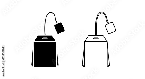 Black and white tea bag Vector