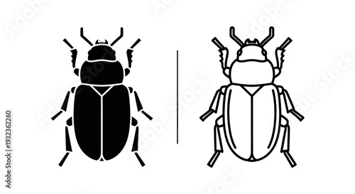 Black and white beetles Vector