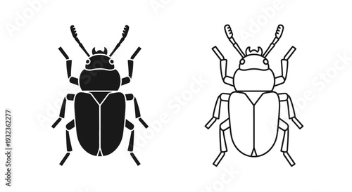 Black and white beetle Vector