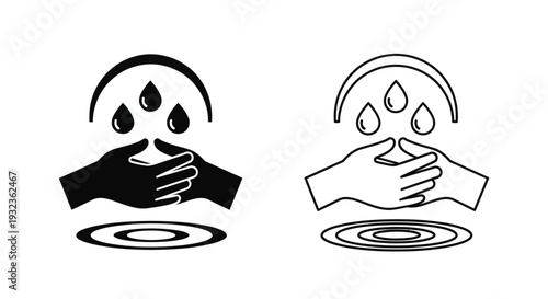 Hands holding water drops Vector