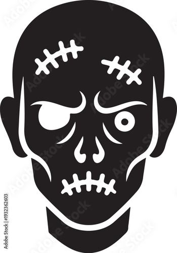 Vector illustration of a black zombie face