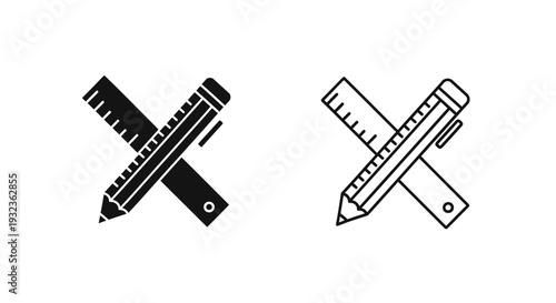 Pencils and rulers design Vector