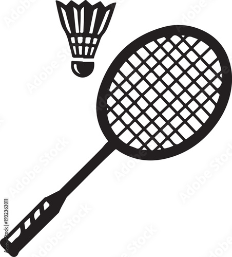 Badminton racket and shuttlecock vector icon