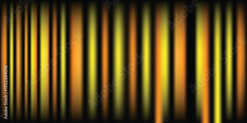 Abstract golden vertical light leaks background. Glowing yellow and orange blurred stripes on black for luxury stage, digital curtain, and cinematic backdrop design.