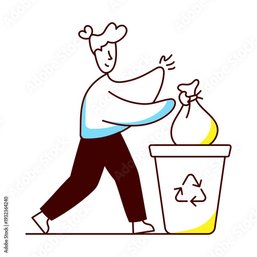 A hand drawn style illustration of a character serving food 