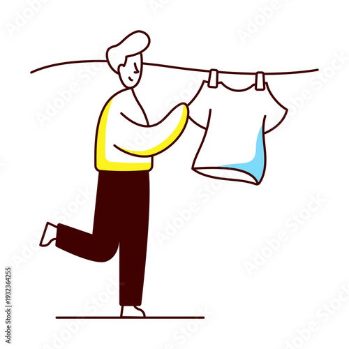 A hand drawn style illustration of a character serving food 