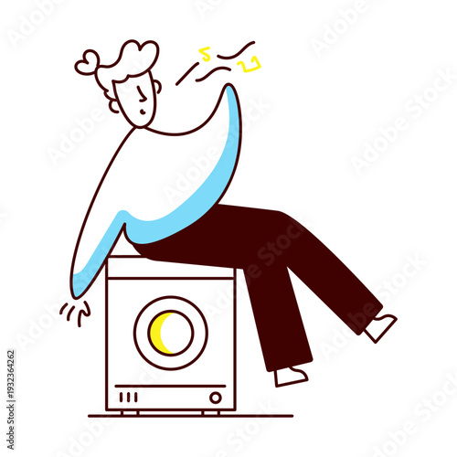 A hand drawn style illustration of a character serving food 