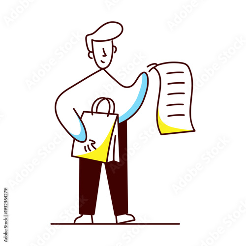 A hand drawn style illustration of a character serving food 