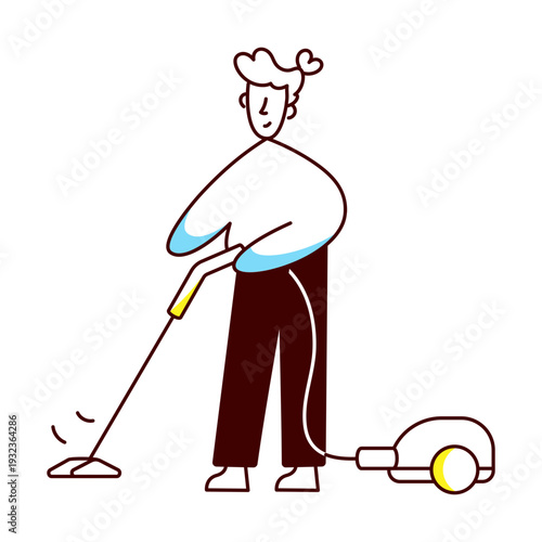 A hand drawn style illustration of a character serving food 