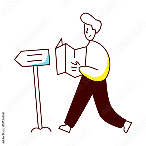 A hand drawn style illustration of tourist map
