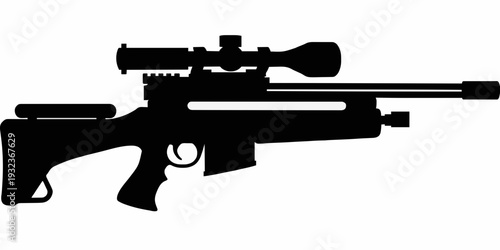 modern sniper rifle silhouette with scope vector illustration