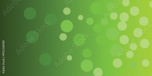 Abstract green bokeh background with blurry circles. Soft glowing light bubbles on green gradient for nature and eco-friendly design.