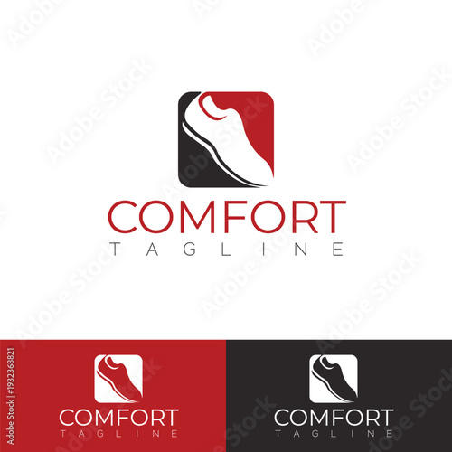 Modern Sneaker Logo Design in Square Frame – Minimal Footwear Brand Identity Vector Template