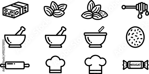 National Nougat Day icons for baking and confectionery