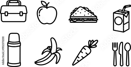 National Pack Your Lunch Day vector icon set